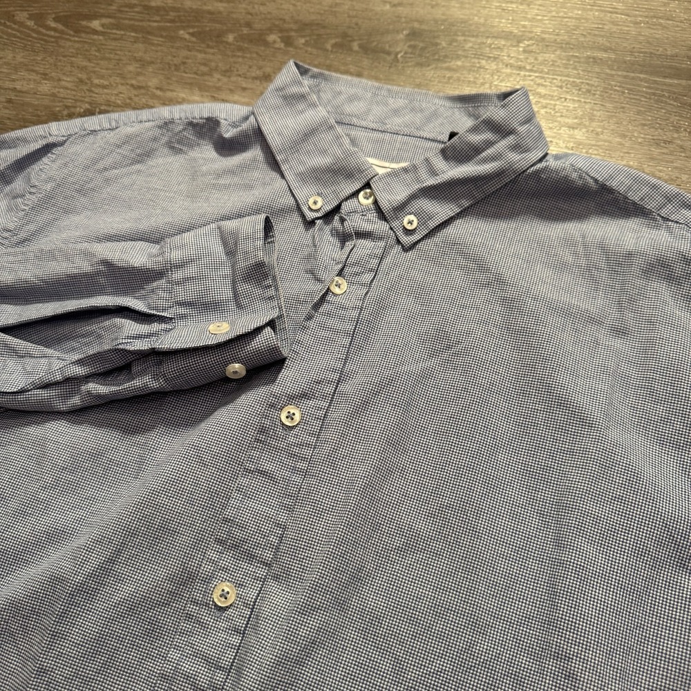 Five Four Shirt Mens XL Blue Blue 100% Cotton Button Down Long Sleeve Preppy